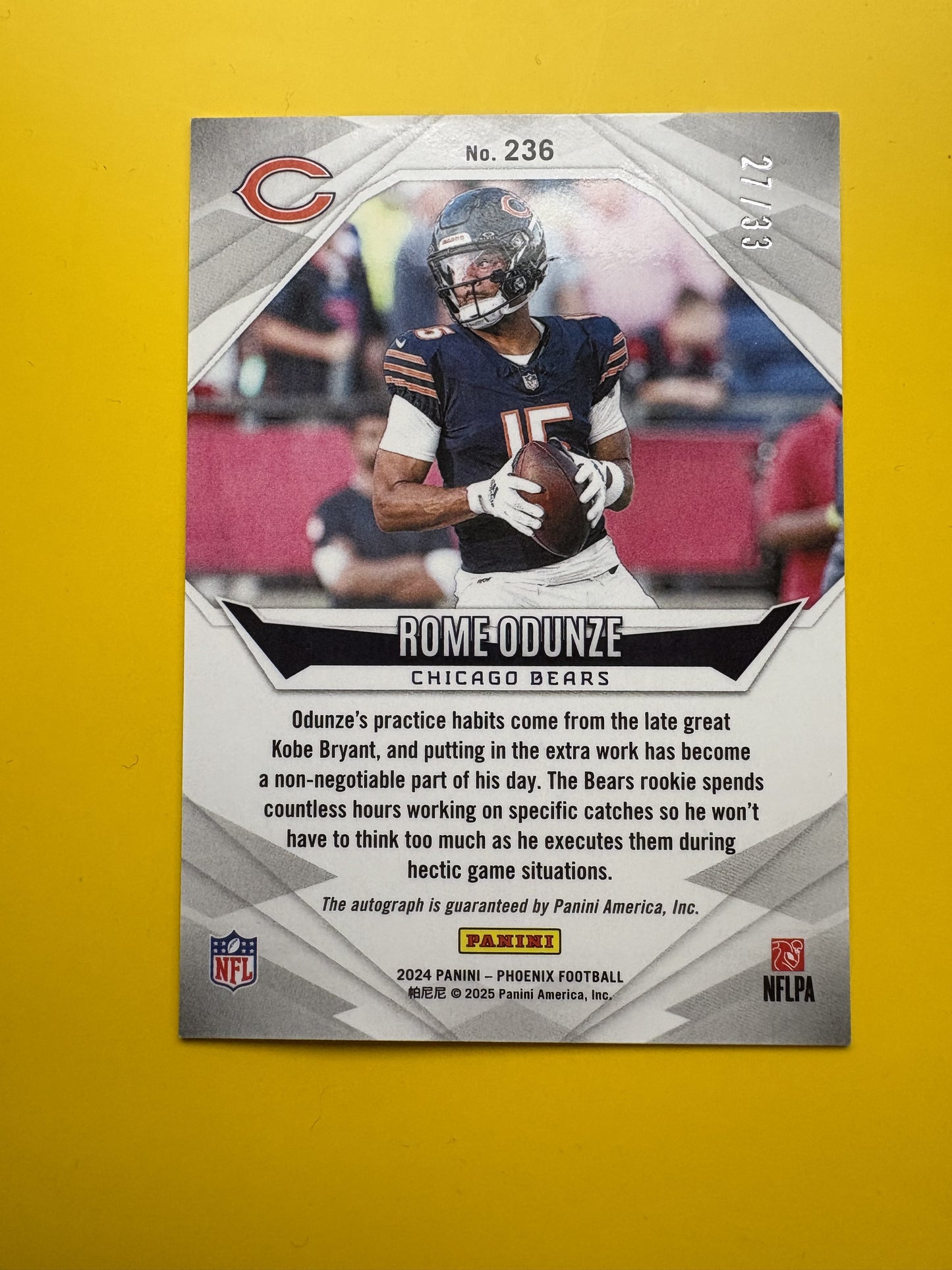 2024 Panini Phoenix Autographs Bronze #/33 #236 Rome Odunze Rookie Auto Bears