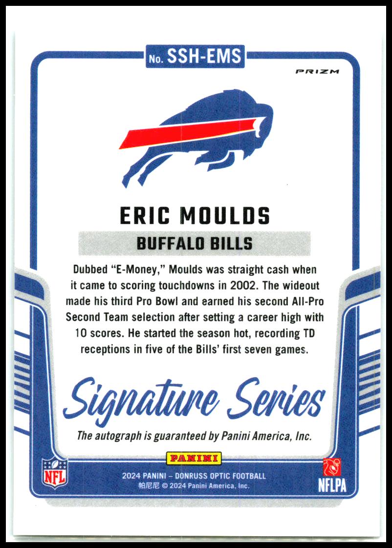 2024 Donruss Optic Signature Series Holo #SSH-EMS Eric Moulds Auto Buffalo Bills