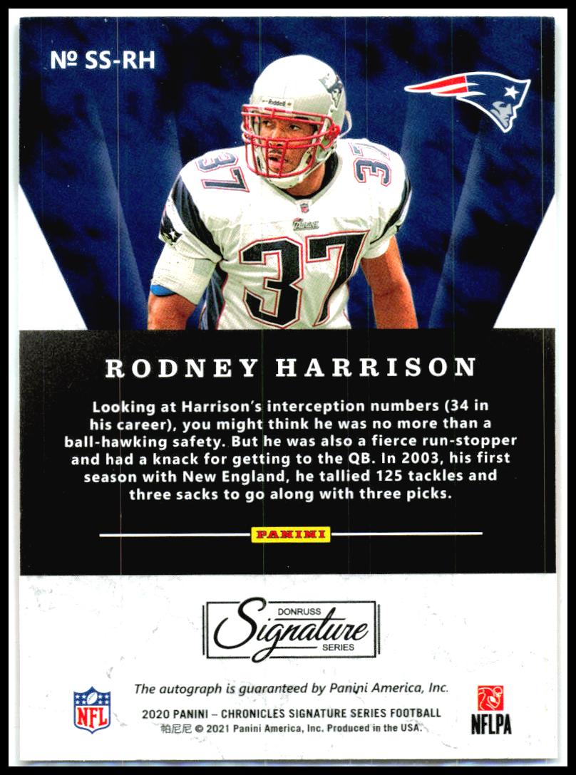 2020 Panini Chronicles Signature Series /75 #SS-RH Rodney Harrison Auto Patriots