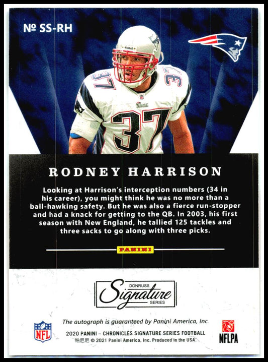 2020 Panini Chronicles Signature Series /75 #SS-RH Rodney Harrison Auto Patriots
