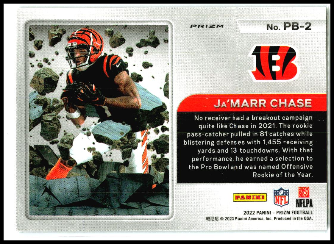 2022 Panini Prizm Prizm Break Prizms No Huddle #PB-2 Ja'Marr Chase Bengals