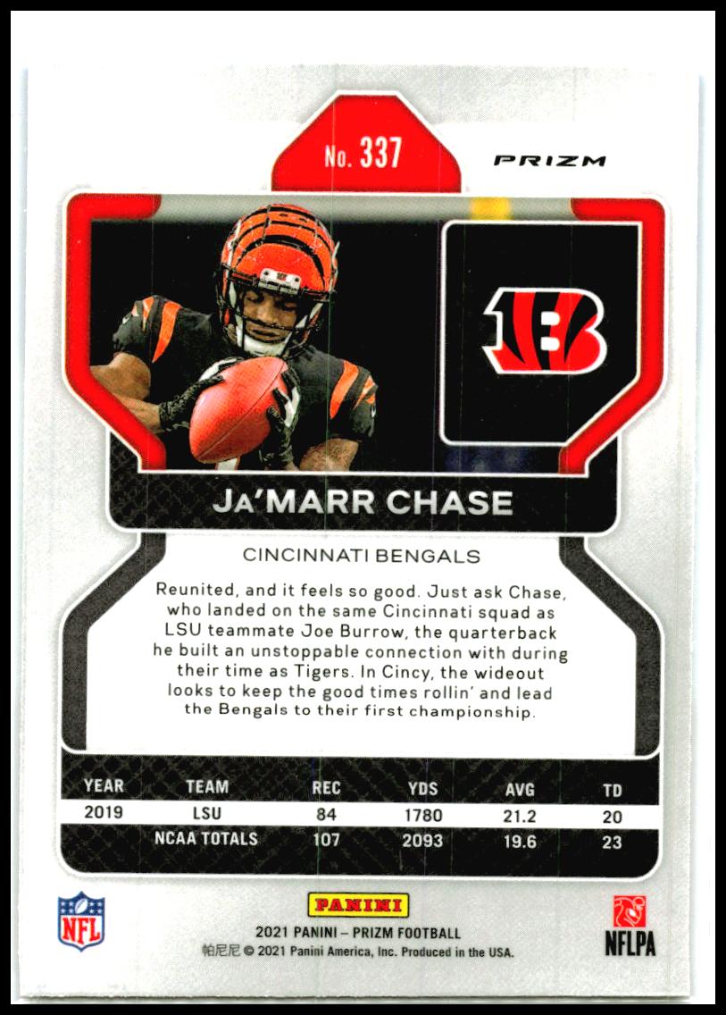 2021 Panini Prizm Red White and Blue #337 Ja'Marr Chase Rookie Bengals