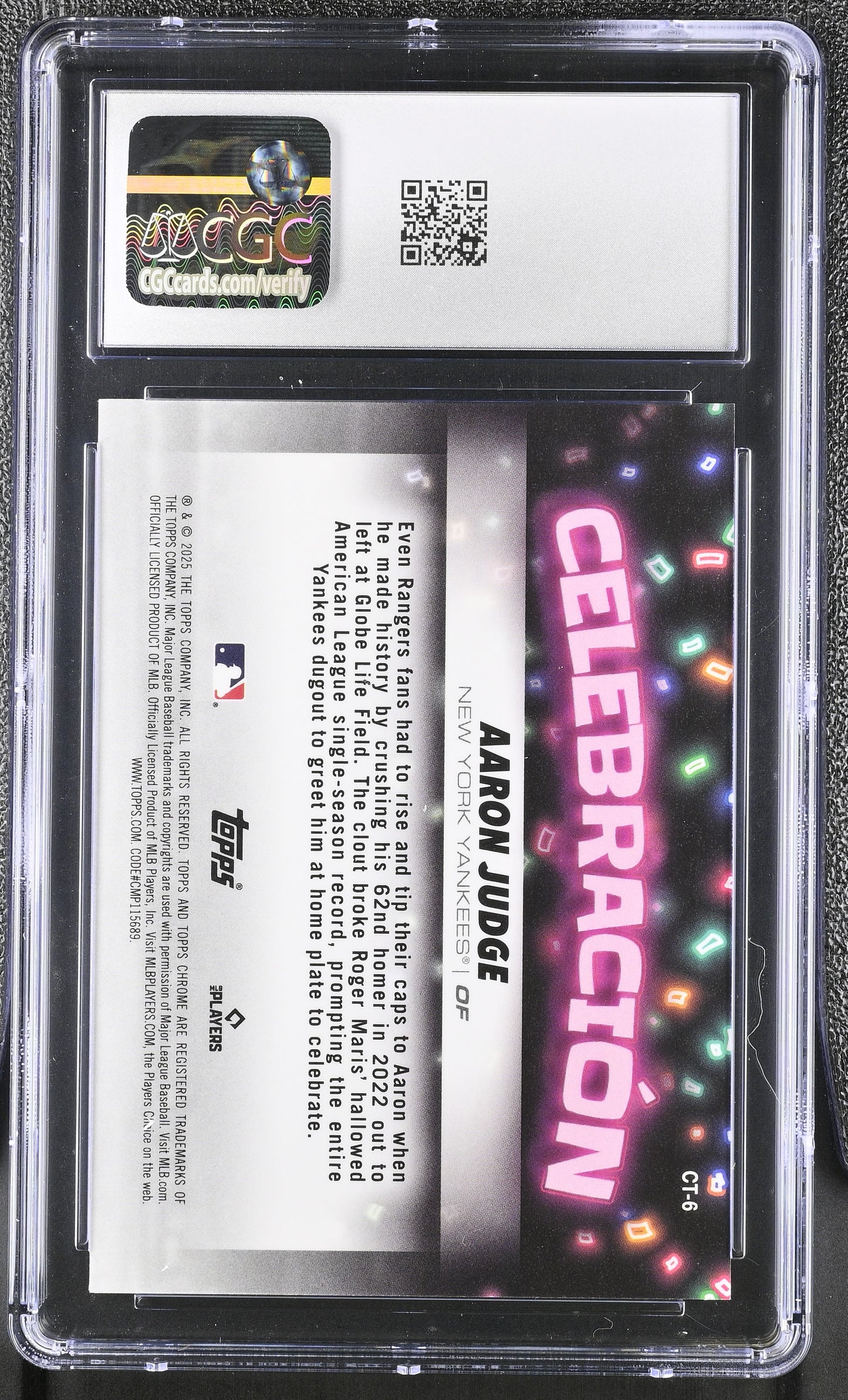 2025 Chrome Update Celebracion #CT-6 Aaron Judge CGC 10 Gem Mint
