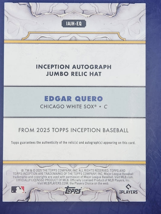 2025 Topps Inception Jumbo Relic Hat MLB Logo #/5 #IAJH-EQ Edgar Quero