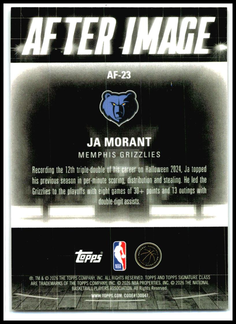 2025-26 Topps Signature Class After Image Red #AF-23 Ja Morant Grizzlies