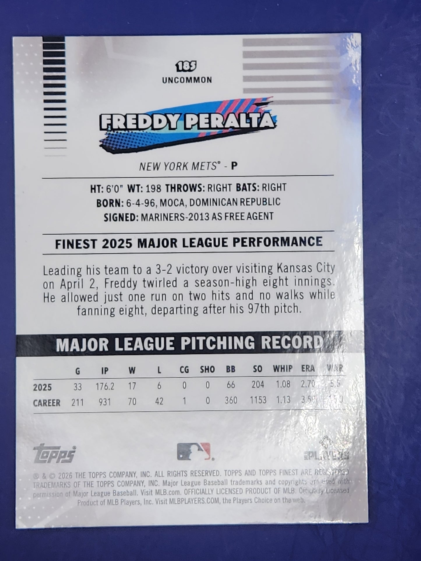 2026 Topps Finest Geometric Refractor #185 Freddy Peralta