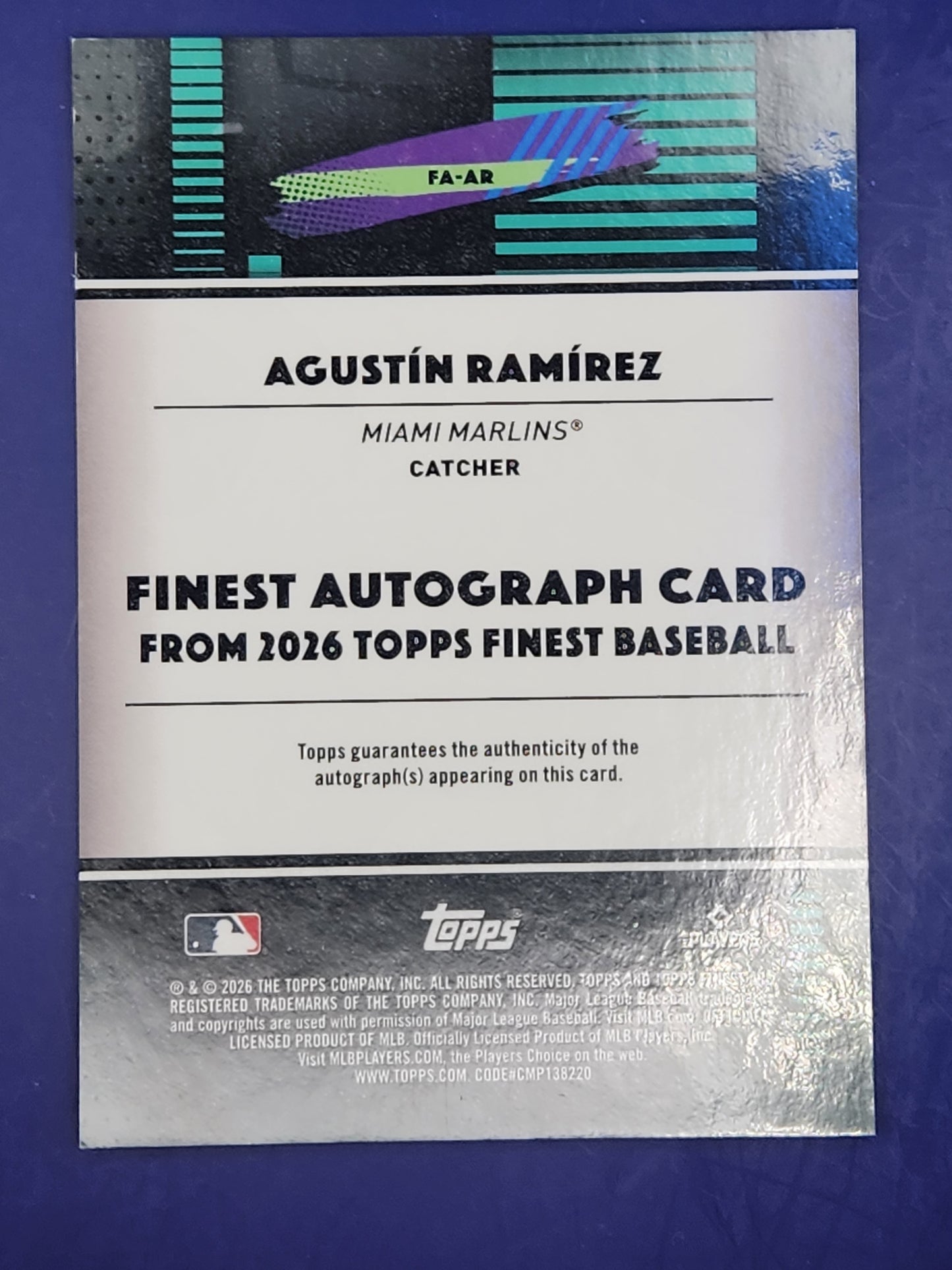 2026 Topps Finest Auto #FA-AR Agustín Ramírez