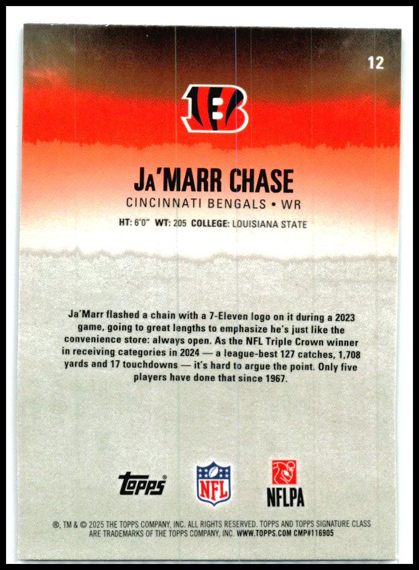 2025 Topps Signature Class Chrome Kaleidoscope Refractor #12 Ja'Marr Chase
