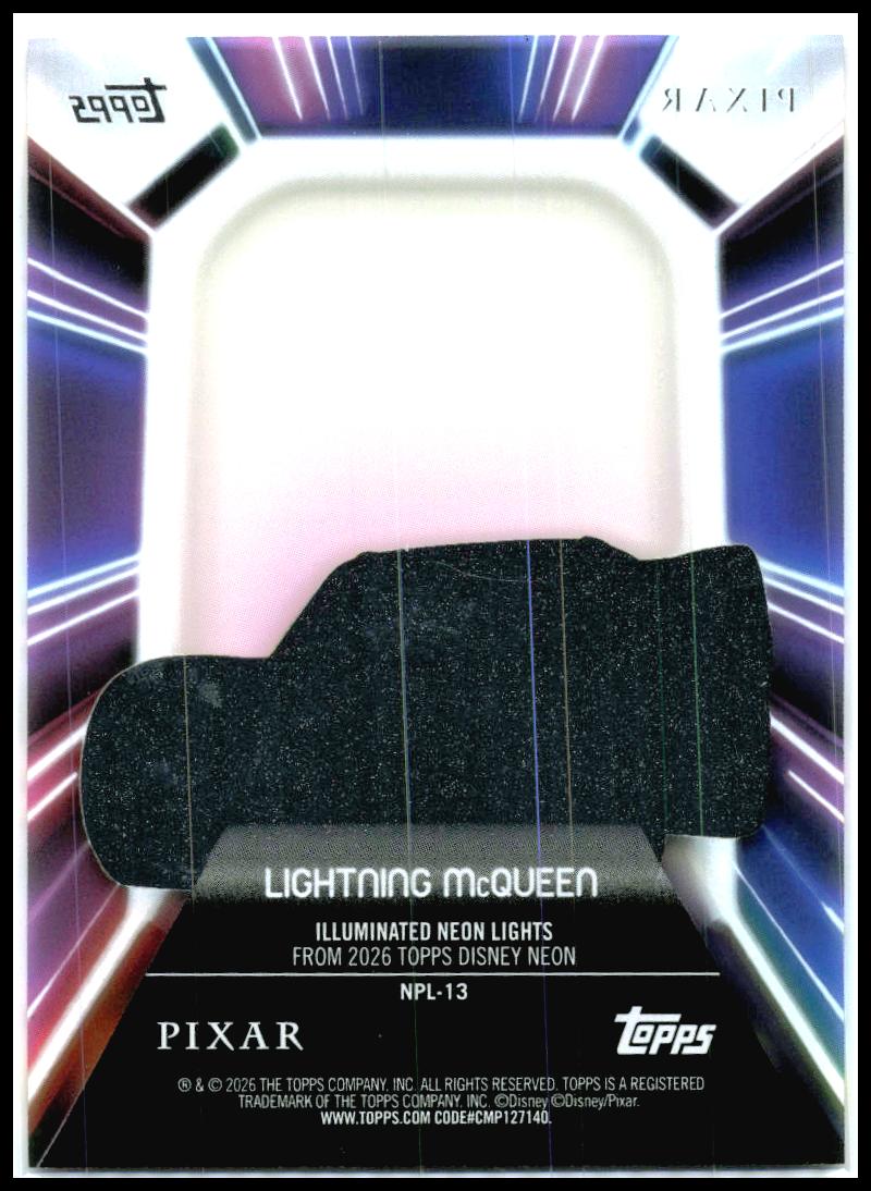 2026 Topps Disney Neon Neon PETG Lights #NPL-13 Lightning McQueen