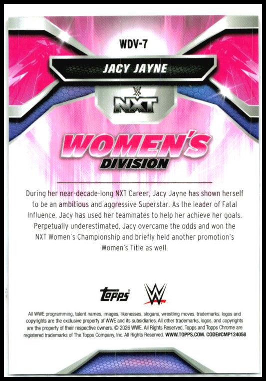 2026 Topps Chrome WWE Women's Division Orange Refractor #WDV-7 Jacy Jayne #/25