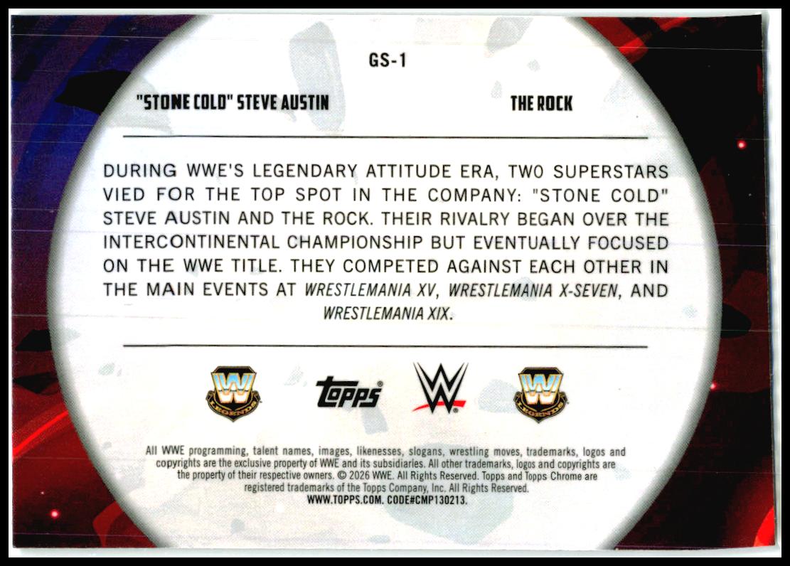 2026 Topps Chrome Cosmic WWE Galactic Showdown #GS-1 Austin / Rock