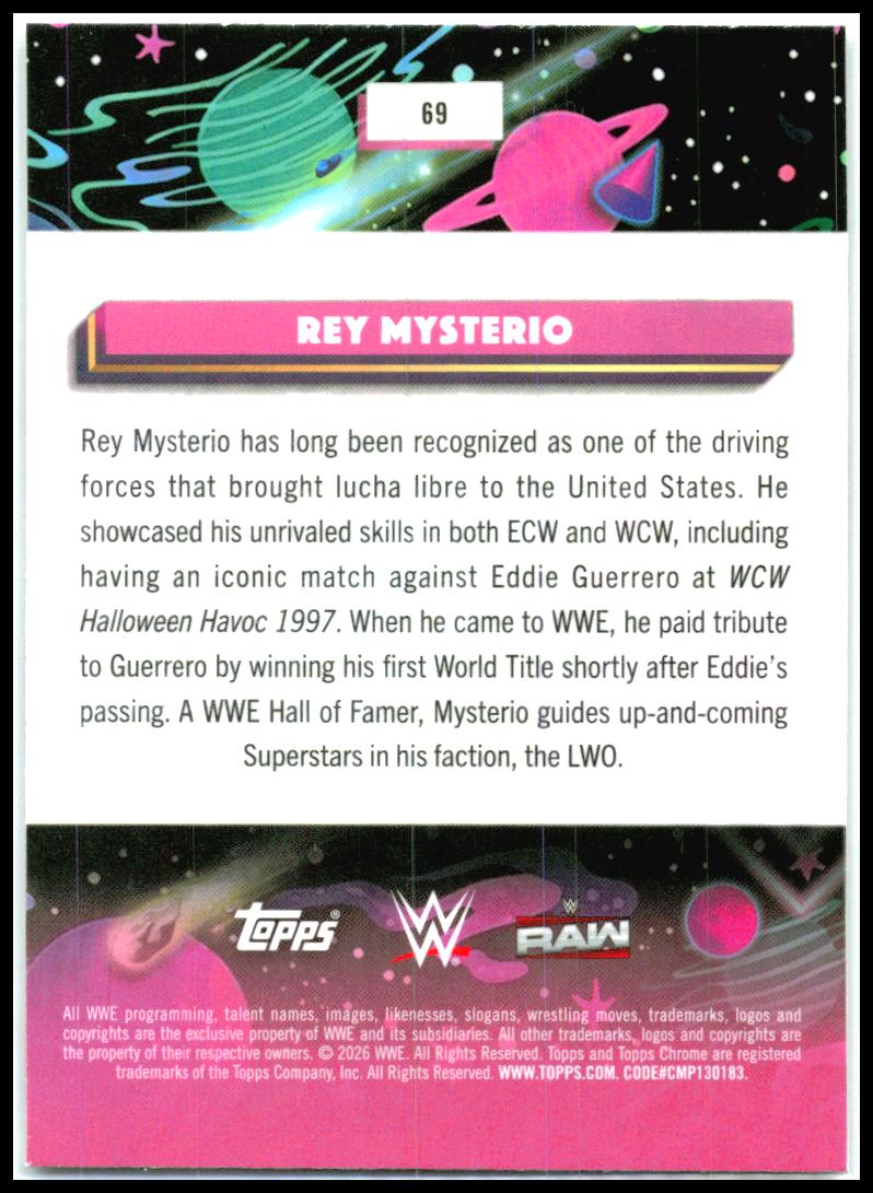 2026 Topps Chrome Cosmic WWE Nucleus Refractor #69 Rey Mysterio