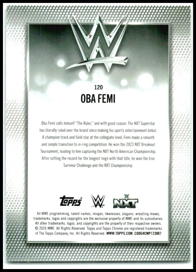 2026 Topps Chrome WWE Refractor #120 Oba Femi