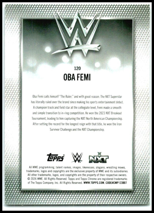 2026 Topps Chrome WWE Refractor #120 Oba Femi