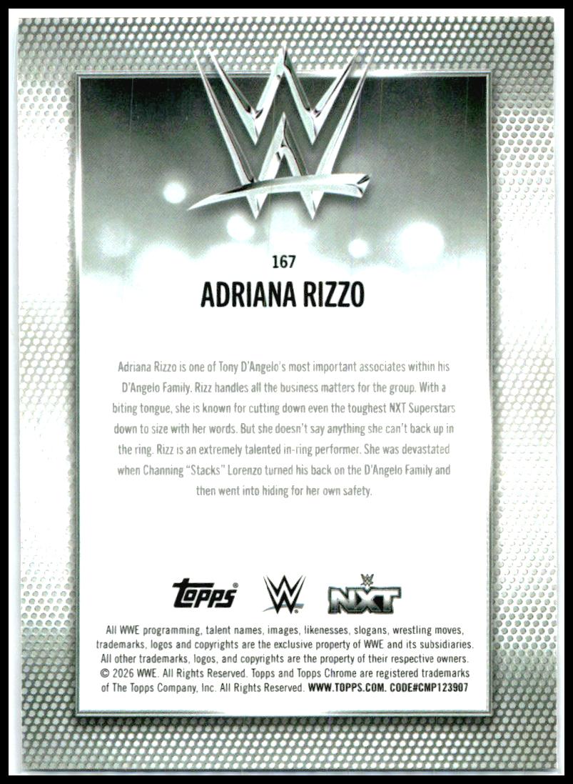 2026 Topps Chrome WWE Purple Mini-Diamonds Refractor #167 Adriana Rizzo #/75