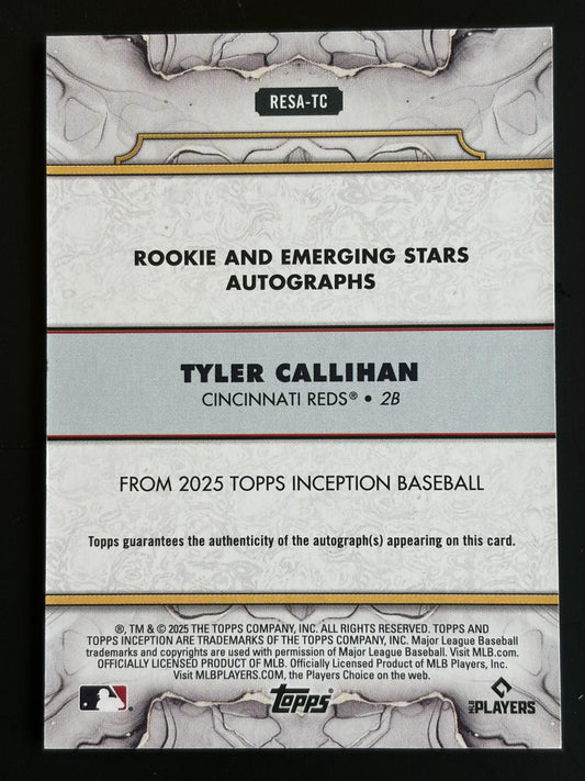 2025 Inception Gold Auto #/50 #RESA-TC Tyler Callihan Rookie Auto Reds