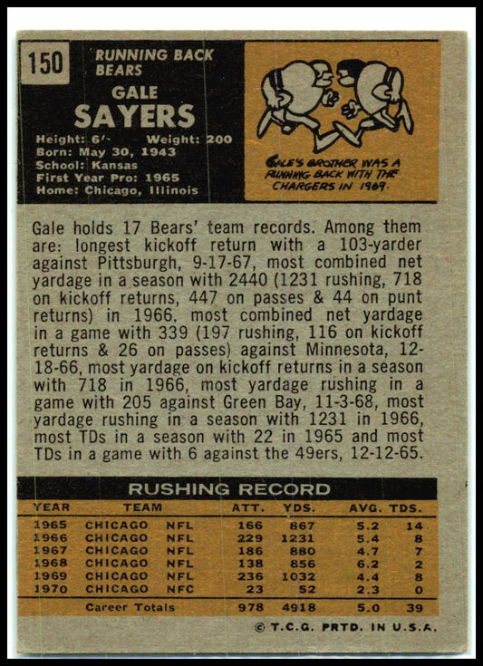 1971 Topps #150 Gale Sayers Chicago Bears