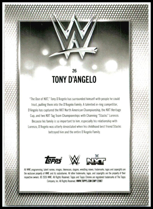 2026 Topps Chrome WWE Magenta Refractor #26 Tony D'Angelo #/399
