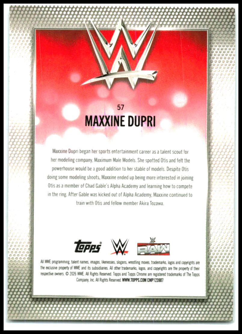 2026 Topps Chrome WWE Aqua Refractor #57 Maxxine Dupri #/199