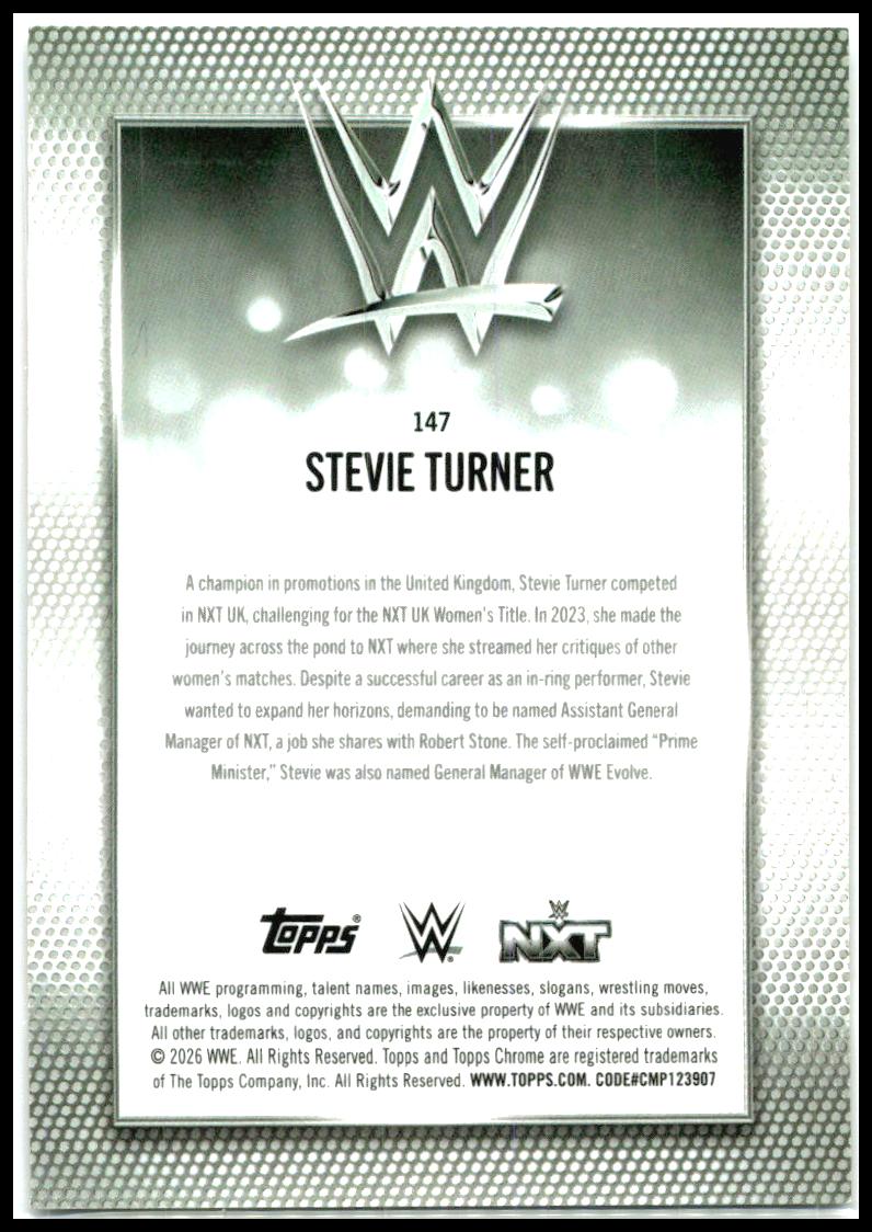 2026 Topps Chrome WWE Orange RayWave Refractor #147 Stevie Turner #/25