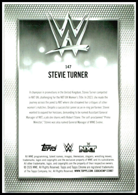 2026 Topps Chrome WWE Orange RayWave Refractor #147 Stevie Turner #/25