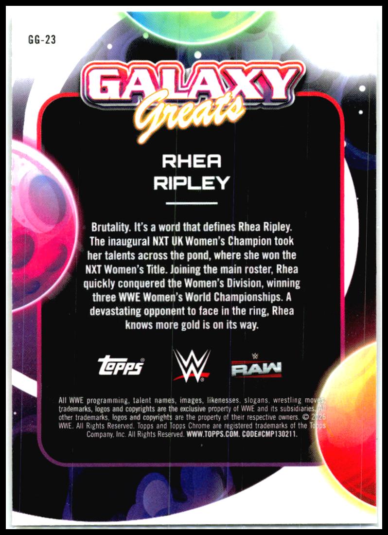 2026 Topps Chrome Cosmic WWE Galaxy Greats #GG-23 Rhea Ripley