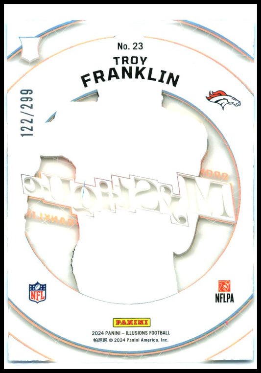 2024 Panini Illusions Mystique Light Blue #23 Troy Franklin #/299 Denver Broncos
