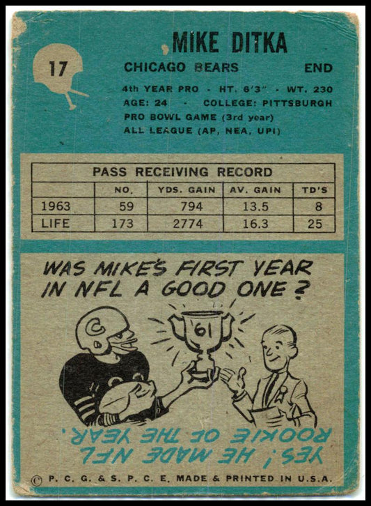 1964 Philadelphia #17 Mike Ditka Chicago Bears