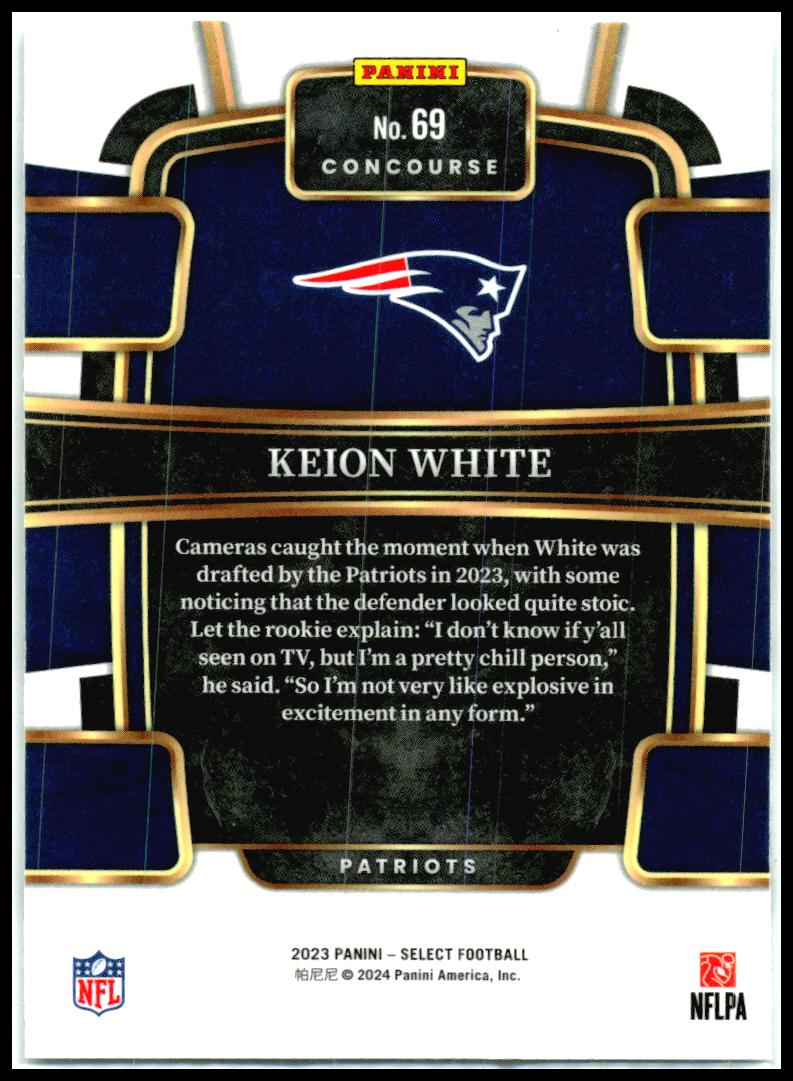 2023 Panini Select #69 Keion White Rookie New England Patriots