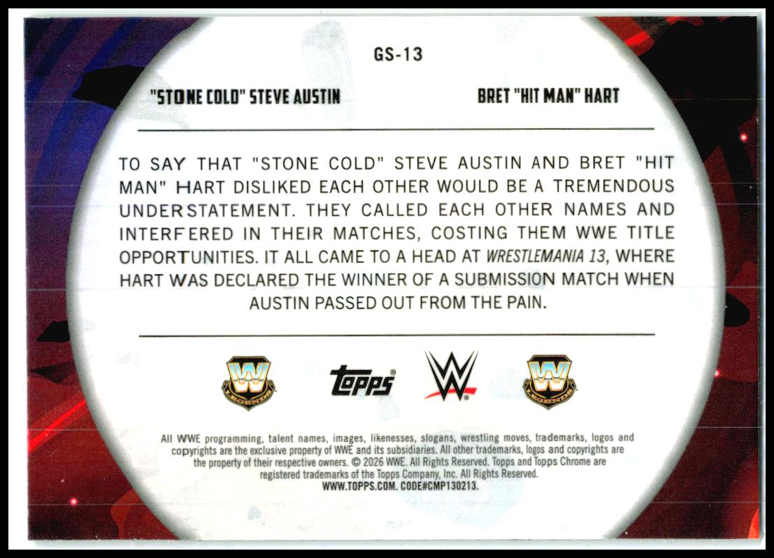 2026 Topps Chrome Cosmic WWE Galactic Showdown # Steve Austin / Bret Hart