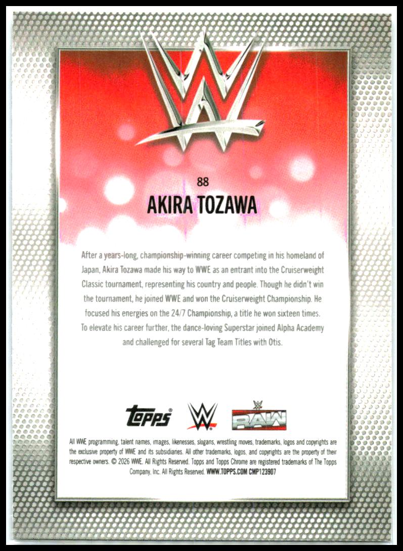 2026 Topps Chrome WWE Blue Mini-Diamonds Refractor #88 Akira Tozawa #/150
