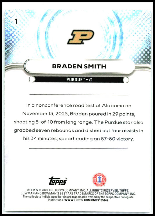 2025-26 bowman best Green Mini Diamond # /99 #1 Braden Smith