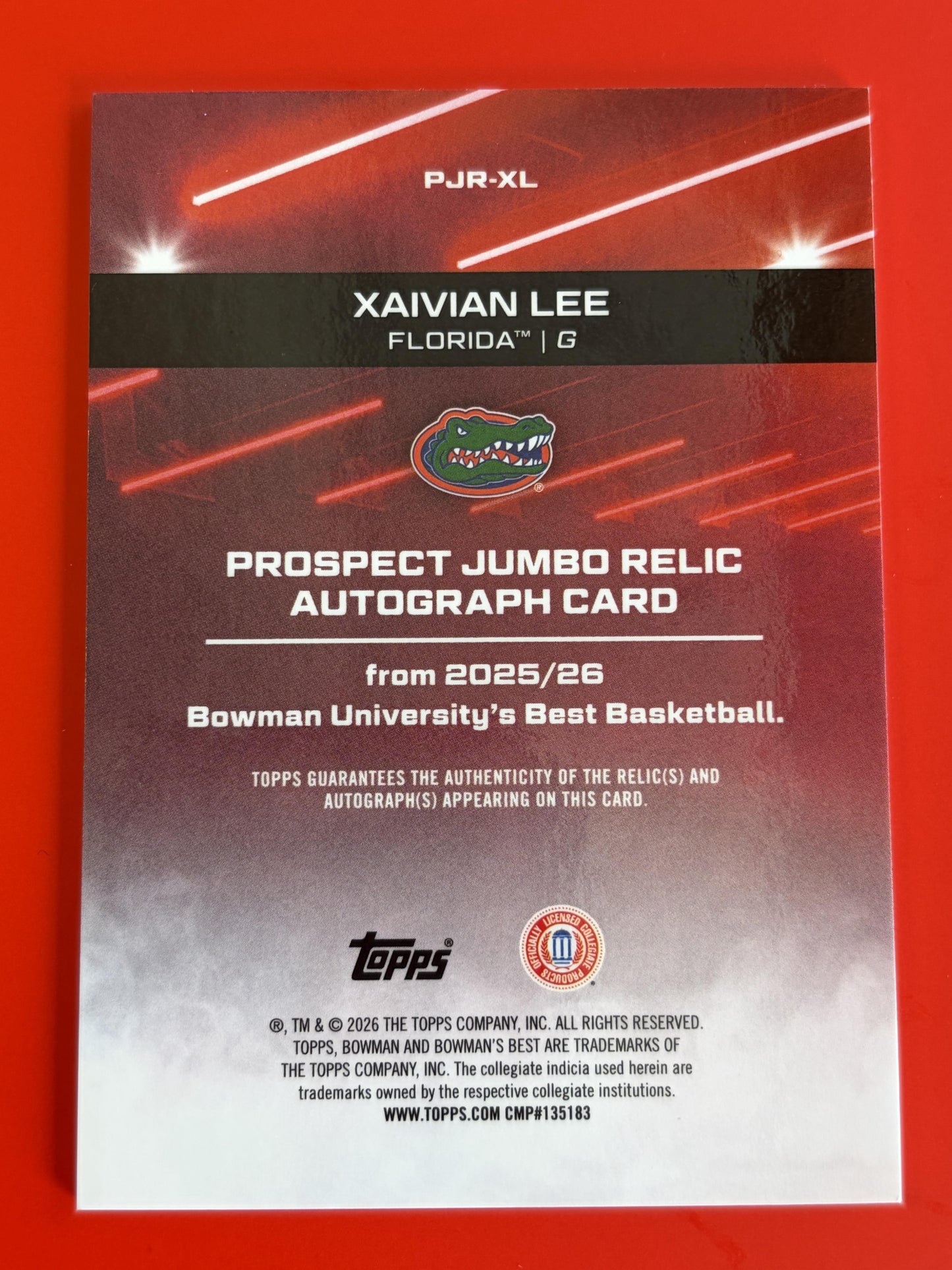2025 Bowman U Best Yellow Lazer Relic Auto #/75 #PJR-XL Xaivian Lee Auto