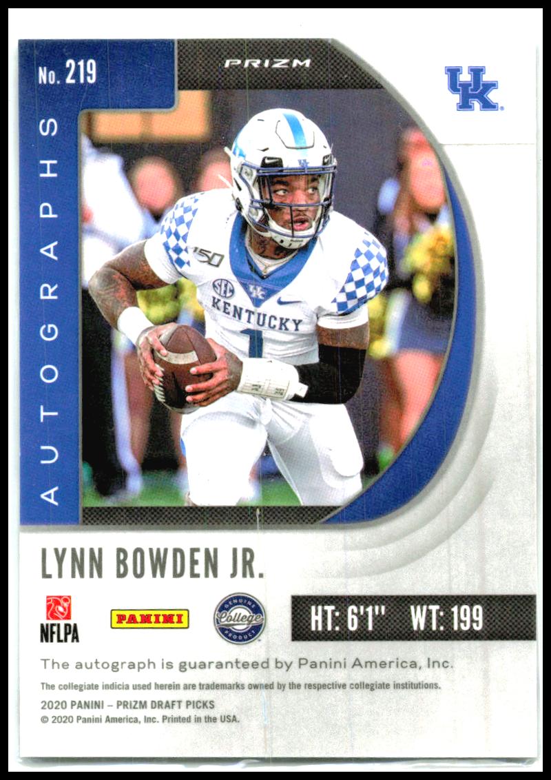 2020 Panini Prizm Draft Picks Silver Auto #219 Lynn Bowden Jr. Auto Kentucky
