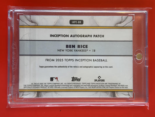 2025 Topps Inception autograph patch /75 #IAPC-BR Ben Rice Yankees