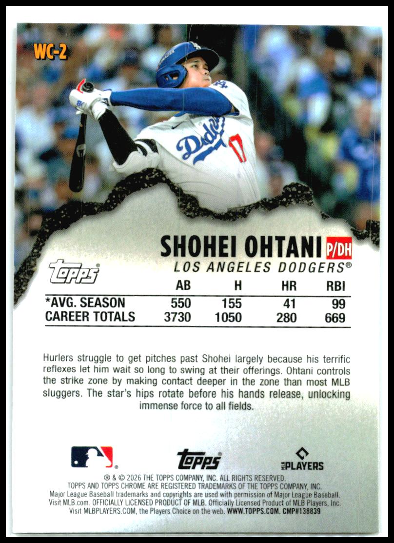 2026 Topps Chrome Wrecking Crew #WC-2 Shohei Ohtani Los Angeles Dodgers