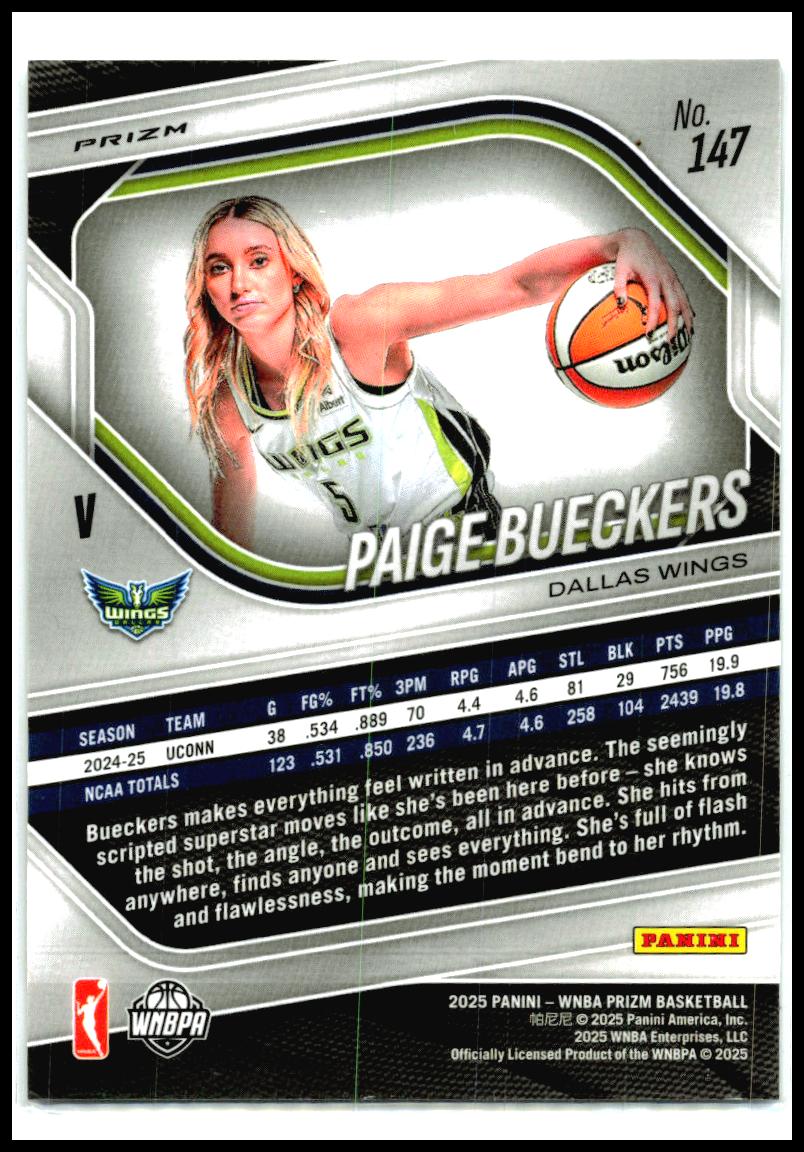 2025 Panini Prizm WNBA Silver Prizms #147 Paige Bueckers Dallas Wings