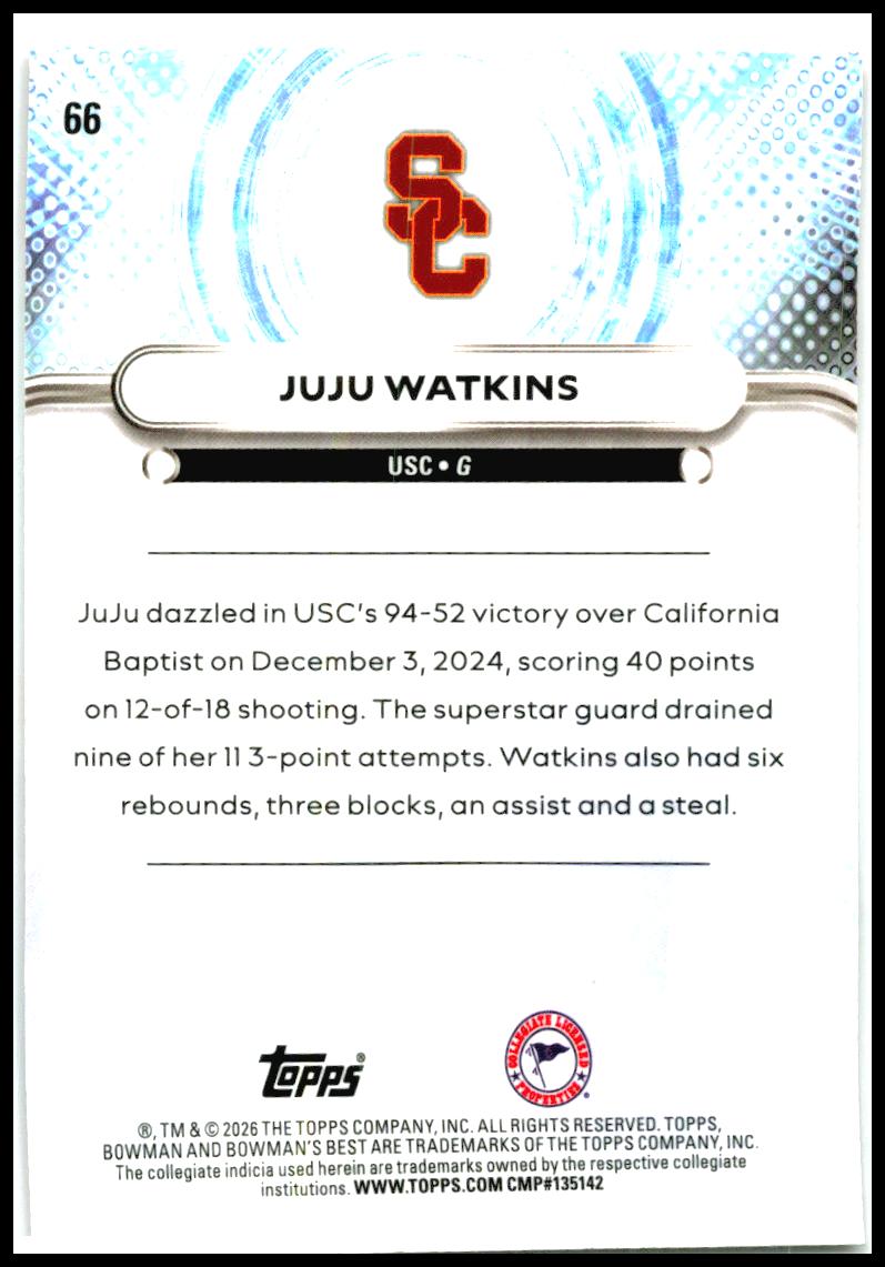 2024-25 Bowman U Best #66 Juju Watkins USC