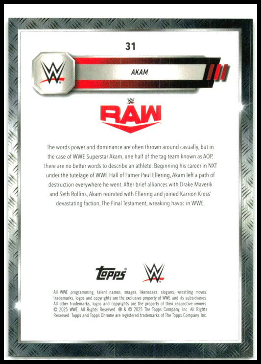 2025 Topps Chrome WWE Gold Refractor #31 Akam #/50