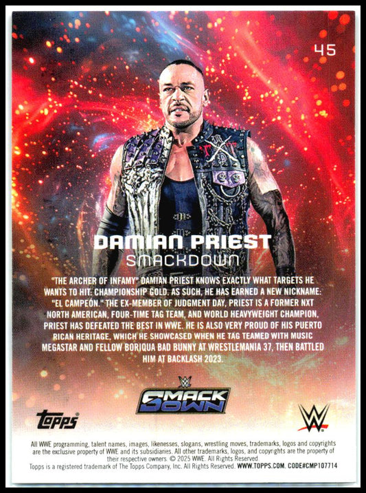 2025 Topps Universe WWE Purple Glass #45 Damian Priest #/399
