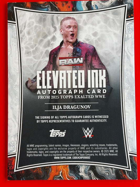 2025 Topps Exalted WWE Elevated Ink ##X Ilja Dragunov