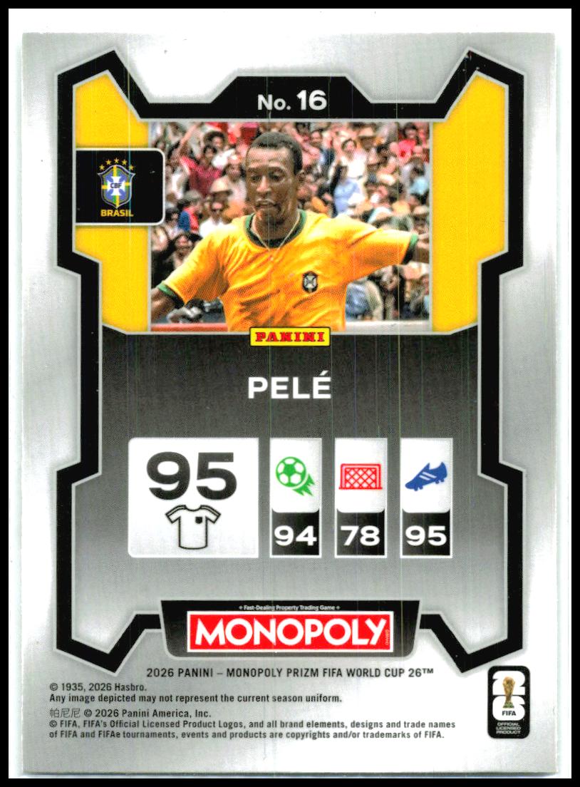 2026 Panini Prizm Monopoly FIFA World Cup #16 Pele Brazil