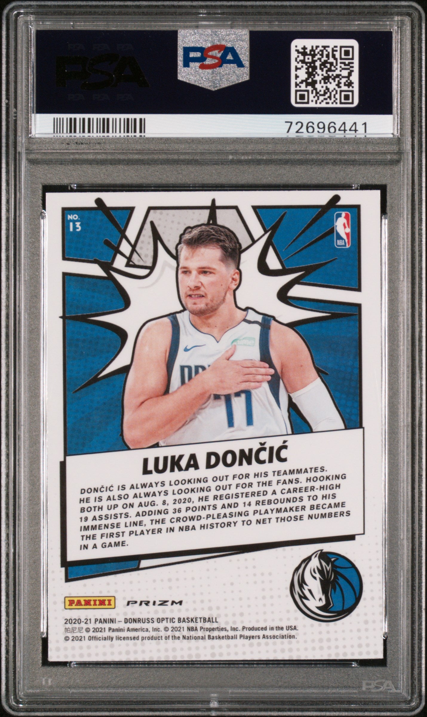 2020 Panini Donruss Optic My House! My House!-Gold Wave #13 Luka Doncic PSA 9