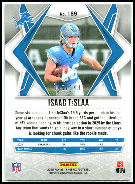 2025 Panini Phoenix Green Hyper Prizm #189 Isaac TeSlaa Rookie Lions