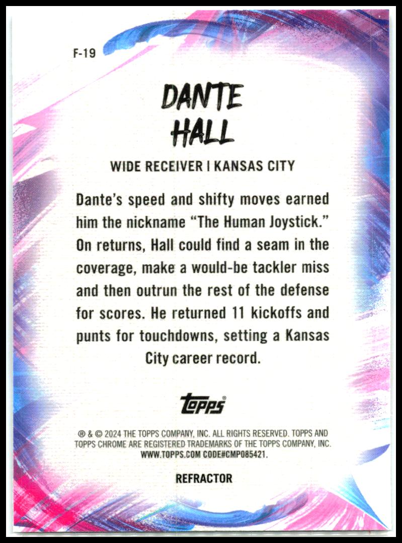 2024 Topps Chrome Finesse Refractor #F-19 Dante Hall Kansas City Chiefs