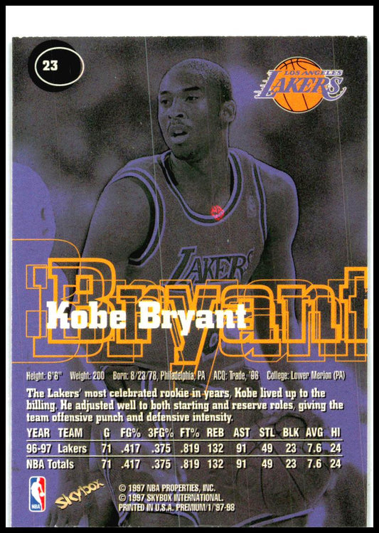 1997-98 SkyBox Premium #23 Kobe Bryant Los Angeles Lakers