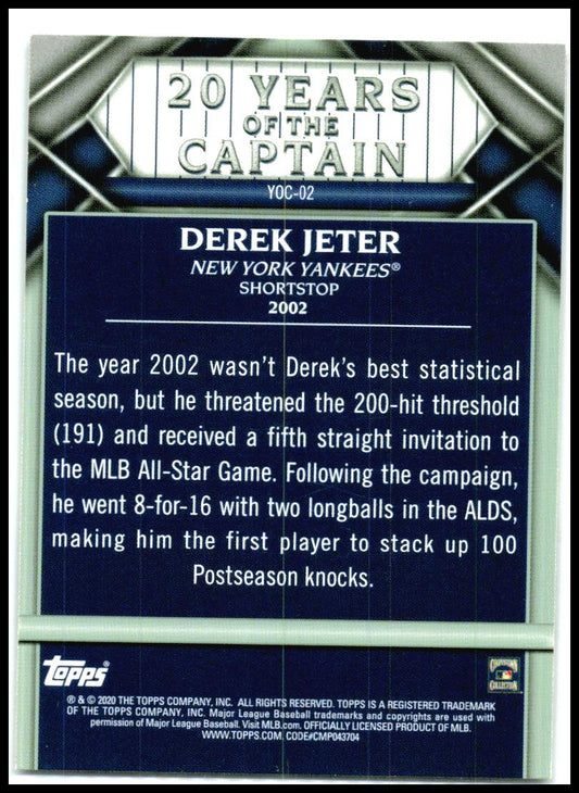 2020 Topps Update 20 Years of The Captain #YOC-02 Derek Jeter New York Yankees