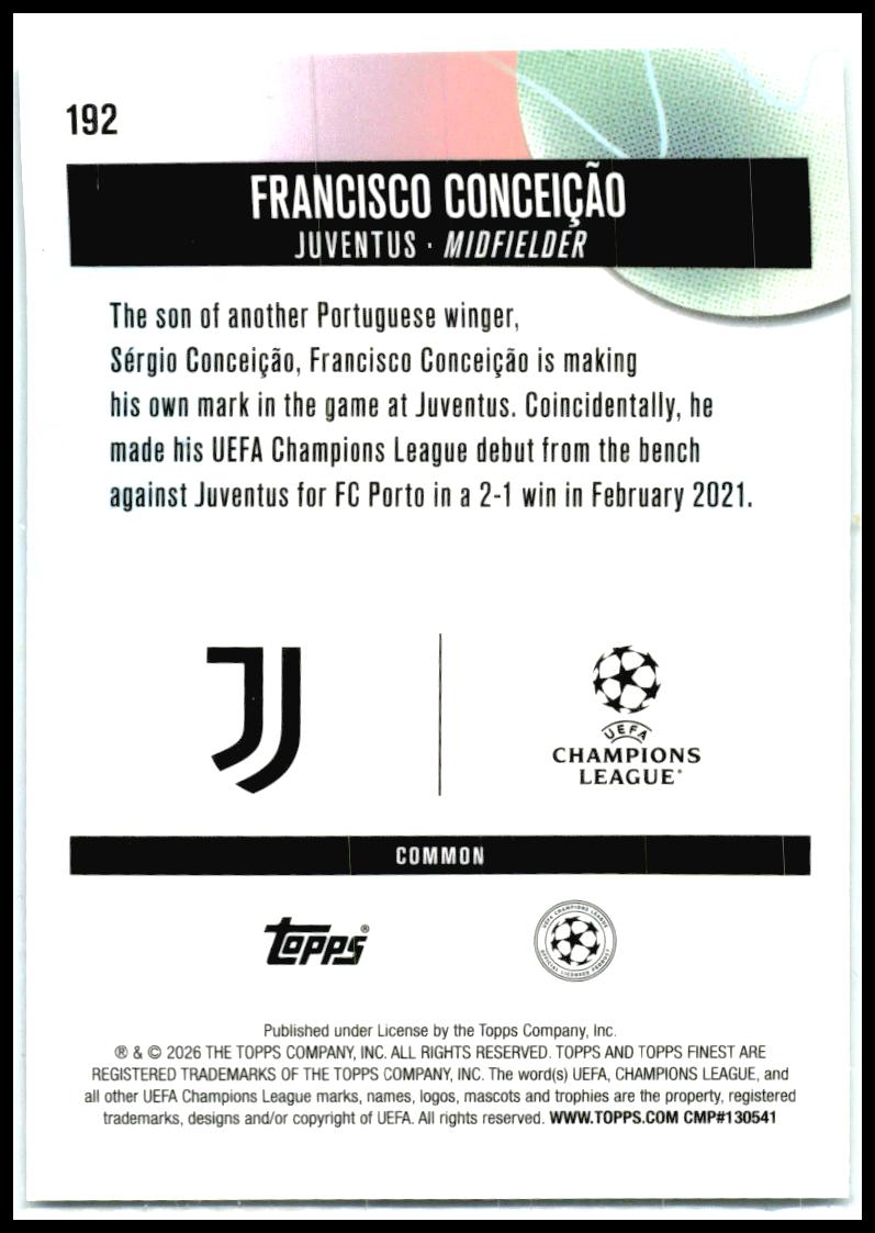 2025-26 Finest UEFA Club Checkerboard #192 Francisco Conceição Juventus