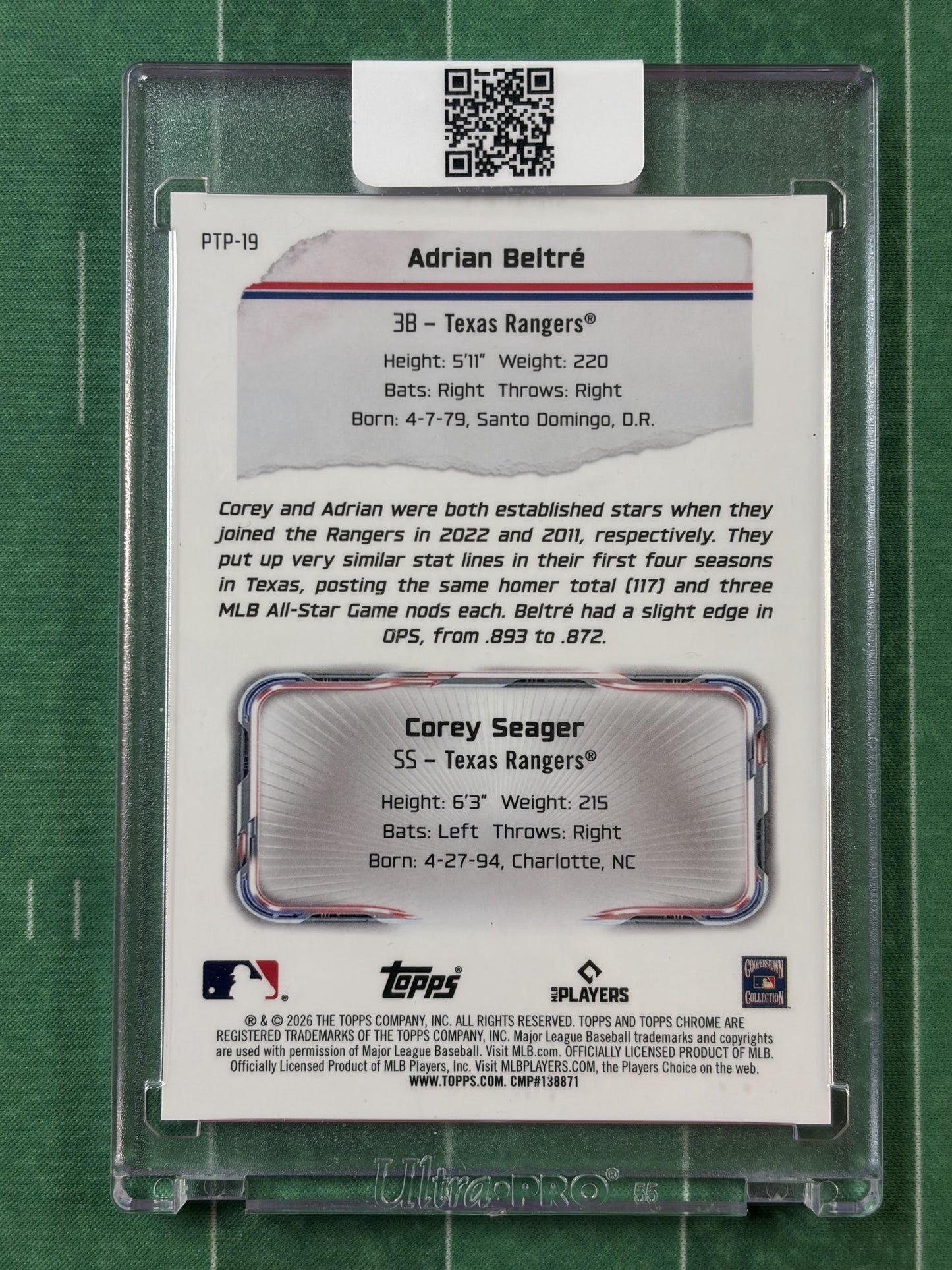 2026 Topps Chrome Past to Present Gold /50 #PTP-19 Beltré / Seager Texas