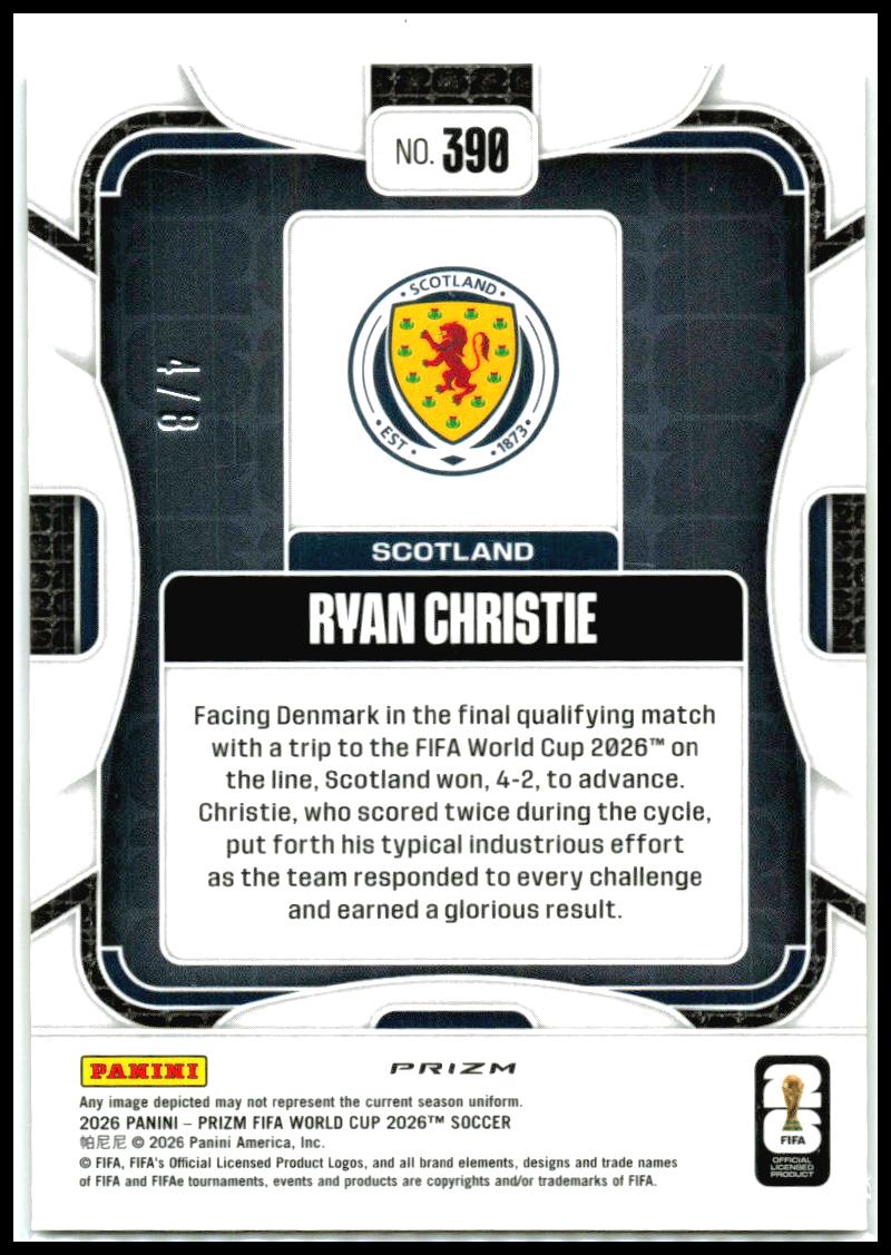2026 Prizm FIFA World Cup Black & Gold Wave /8 #390 Ryan Christie Scotland